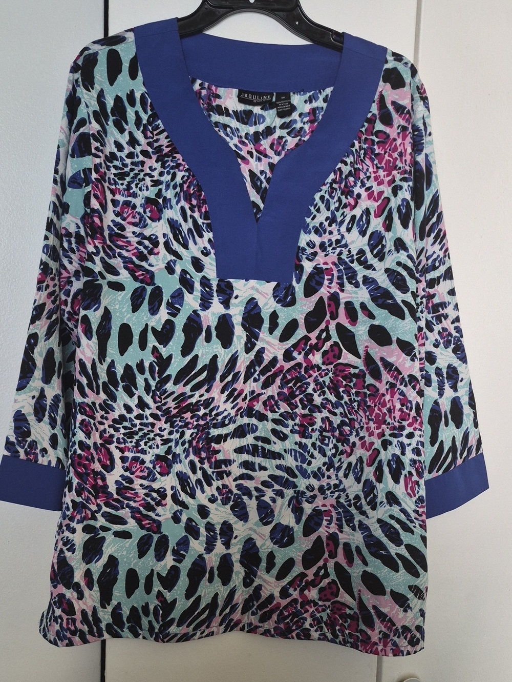 Multicolor Animal-Print Top - Blue Accent